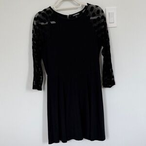 Express Elegant Black Dress with Sheer Sleeves